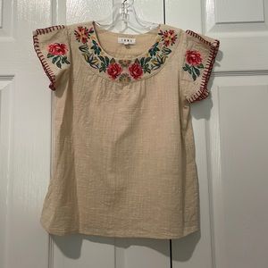 Floral Embroidery Cotton Blouse